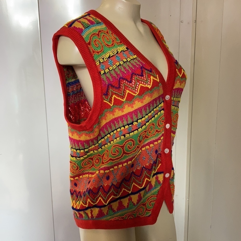𝅺DKNY artsy beaded vintage 90 vest Large - Picture 8 of 12